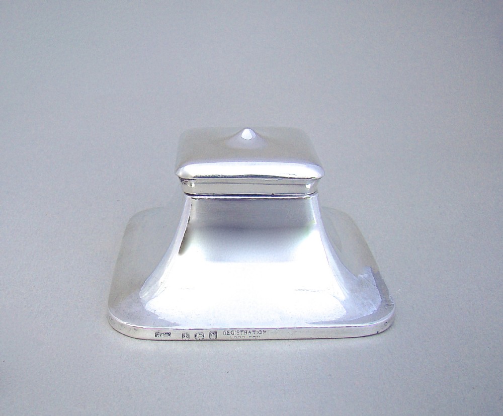 UNUSUAL GEORGE V SILVER INKWELL BY H. J. COOPER & CO LTD, BIRMINGHAM 1923