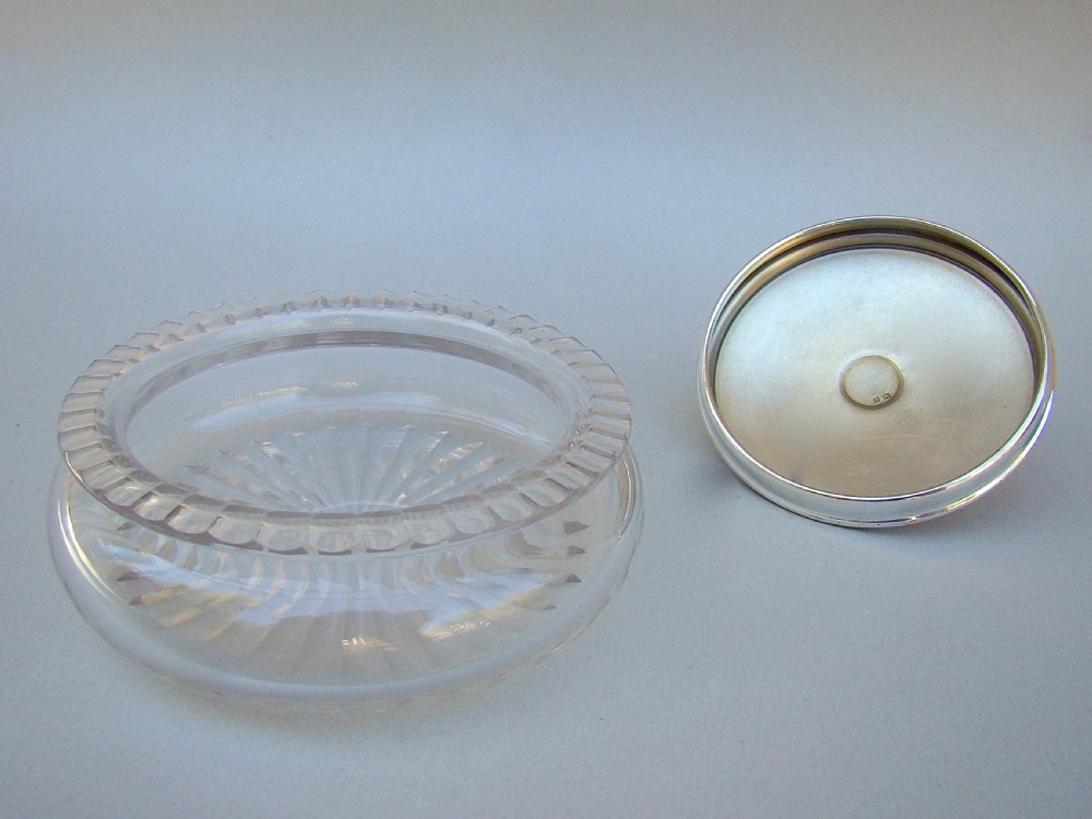 ART DECO SILVER & GUILLOCHE ENAMEL TOILETRY JAR BY WILLIAM NEALE & SON LTD BIRMINGHAM 1934 View V
