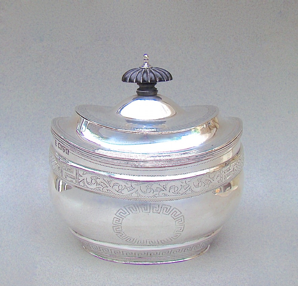 FABULOUS EDWARDIAN SILVER TEA CADDY BY NATHAN & HAYES, CHESTER 1905