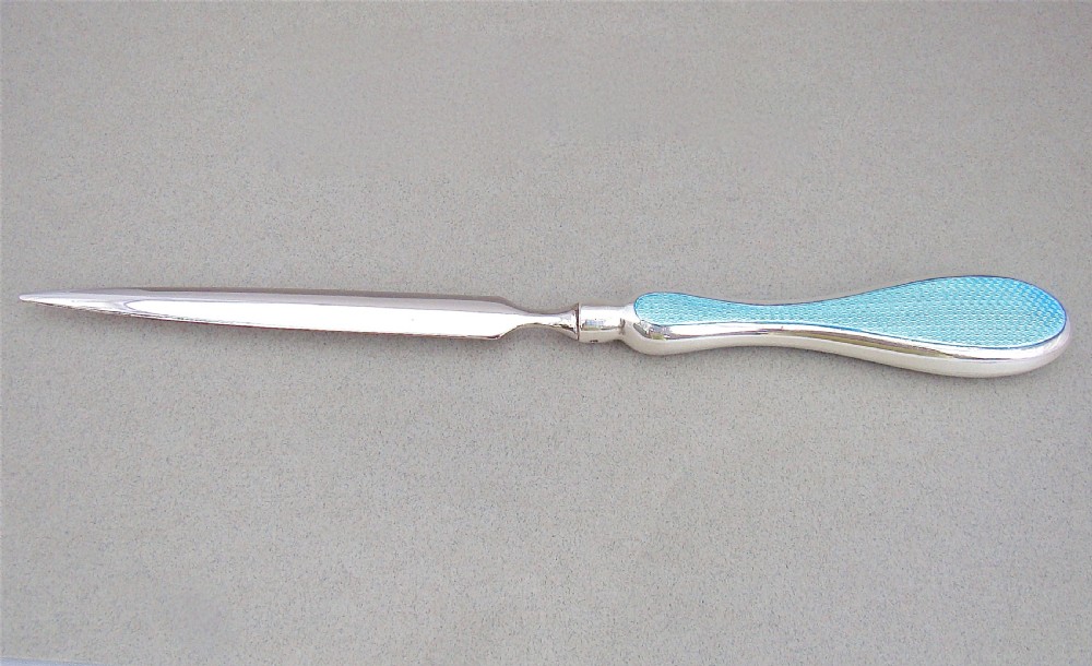 ART DECO SILVER AND GUILLOCHE ENAMEL LETTER OPENER BY MAPPIN & WEBB, LONDON 1828 View II