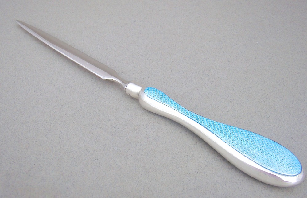 ART DECO SILVER AND GUILLOCHE ENAMEL LETTER OPENER BY MAPPIN & WEBB, LONDON 1828 View IV