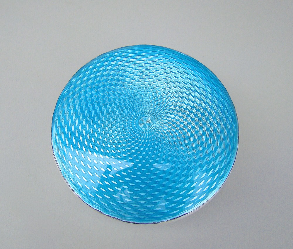FABULOUS ART DECO SILVER AND GUILLOCHE ENAMEL JEWELLERY BOX BY ELKINGTON & CO, BIRMINGHAM 1932 View III