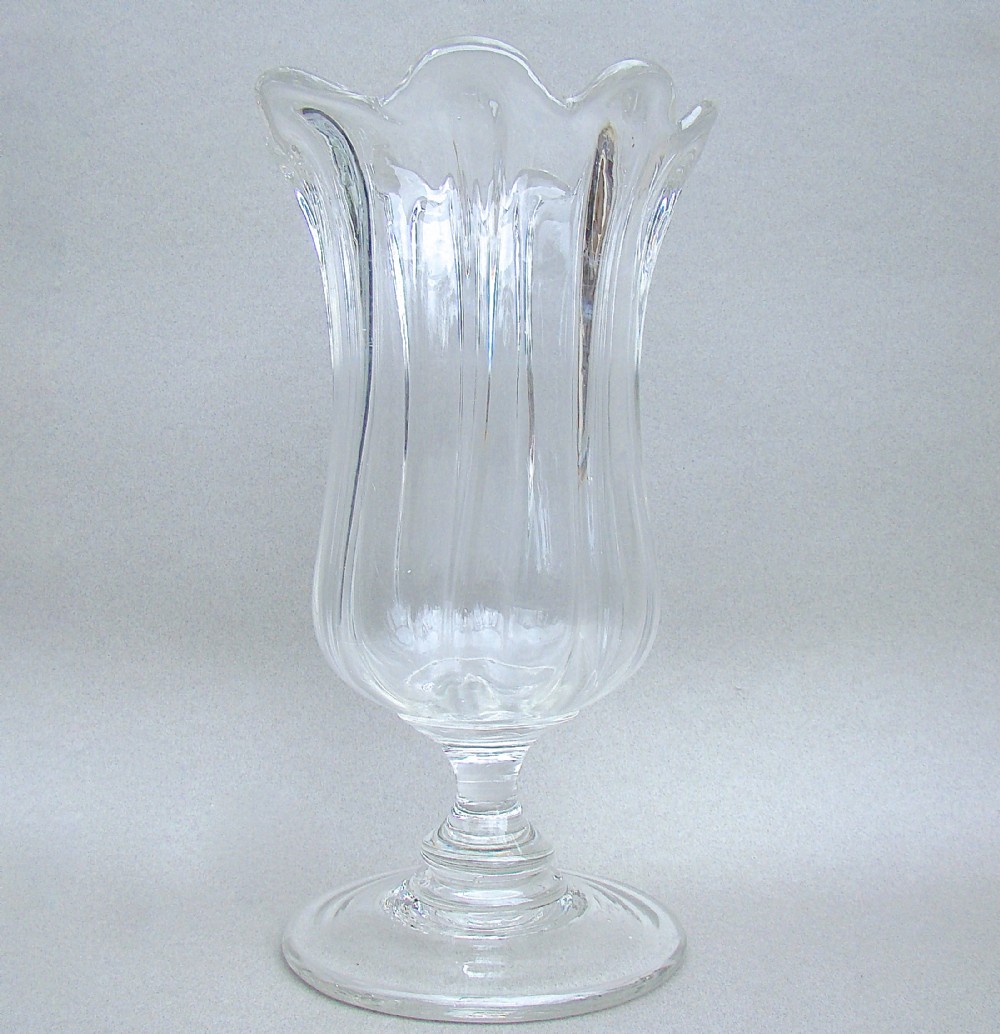 VICTORIAN HAND BLOWN GLASS CELERY VASE, CIRCA 1850
