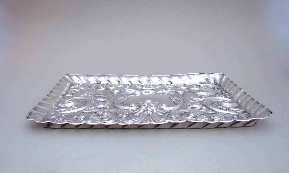 EDWARDIAN SILVER DRESSING TABLE TRAY BY W. J. MYATT & CO, CHESTER 1905 View II
