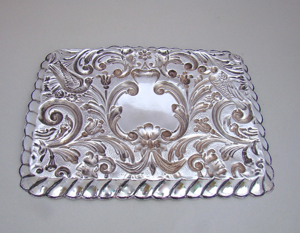 EDWARDIAN SILVER DRESSING TABLE TRAY BY W. J. MYATT & CO, CHESTER 1905 View III