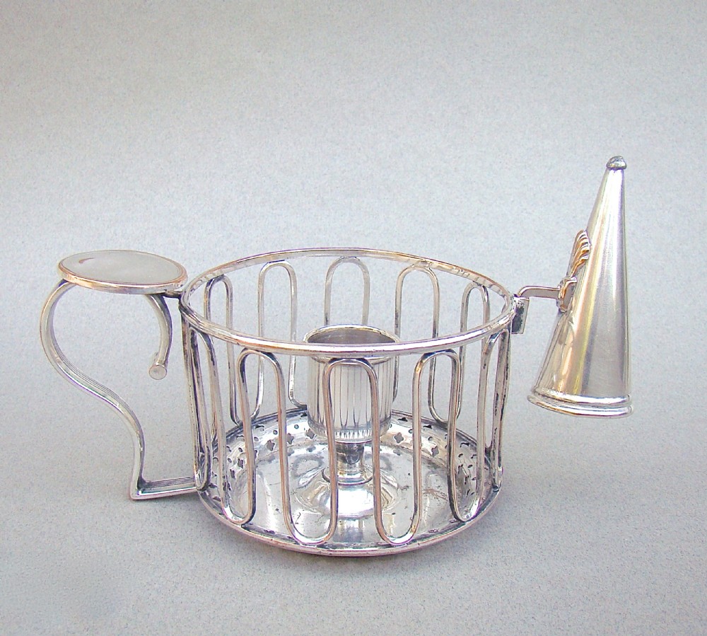 GEORGIAN OLD SHEFFIELD PLATE WIREWORK CHAMBER STICK, CIRCA 1800