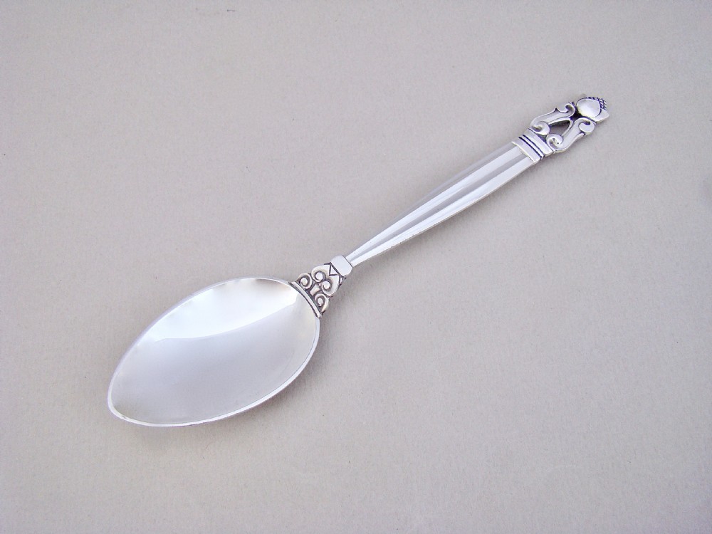 GEORG JENSEN STERLING SILVER ACORN PATTERN TEASPOON, IMPORT MARKS FOR LONDON 1959 View II