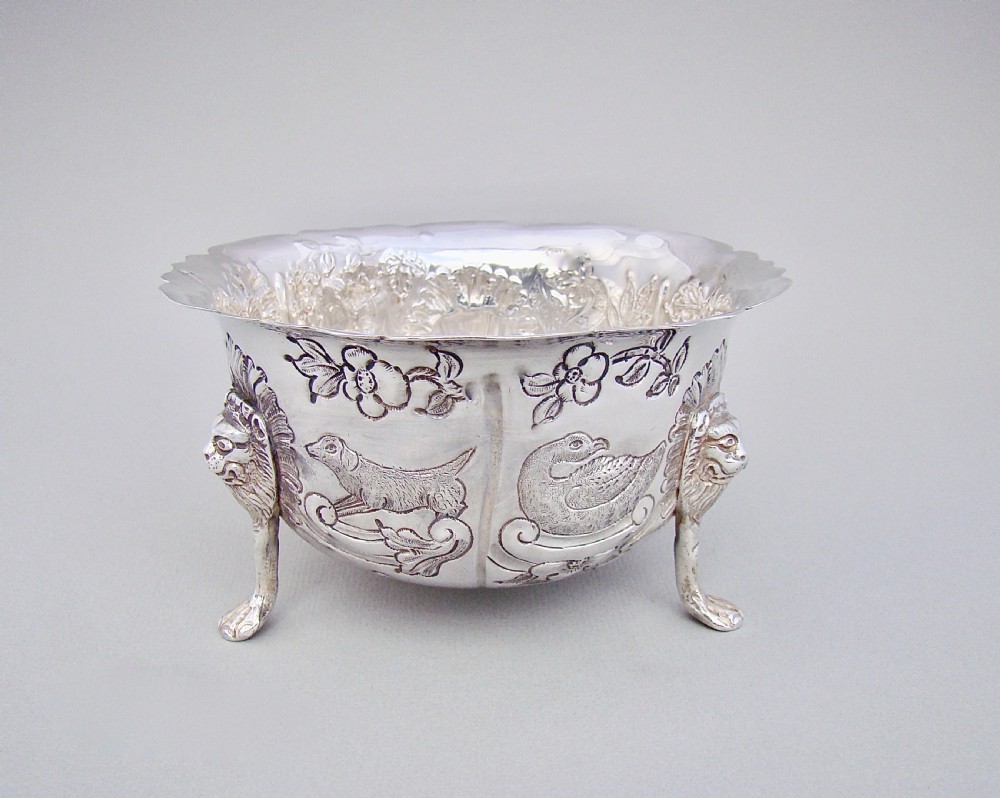 DELIGHTFUL IRISH SILVER SUGAR BOWL BY WEIR & SONS, DUBLIN 1908 View III