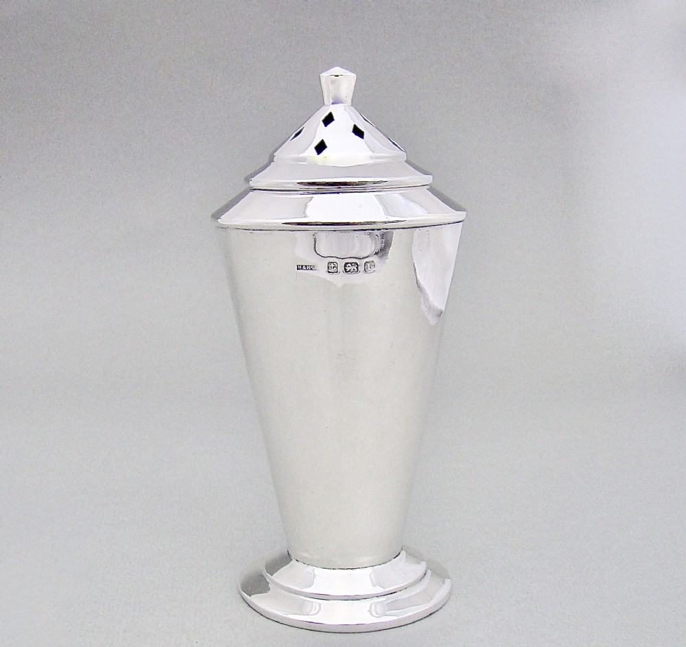 ART DECO SILVER SUGAR CASTER BY HASSET & HARPER LTD, BIRMINGHAM 1935