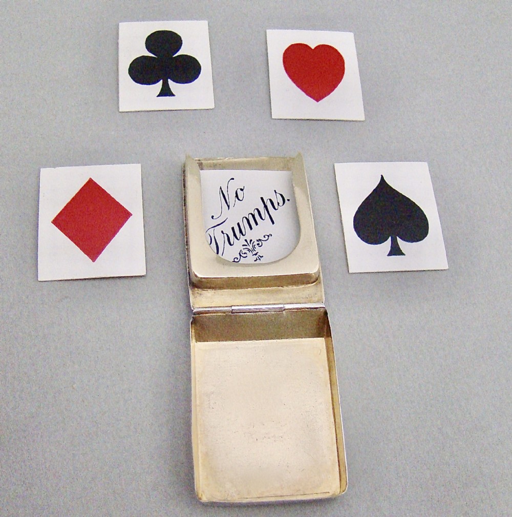 SMALL EDWARDIAN NOVELTY SILVER TRUMP MARKER CASE BY THE BOOTS COMPANY, CHESTER 1905