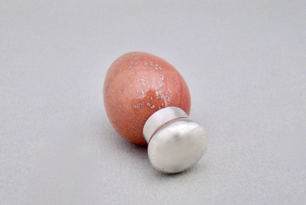 SILVER & PORCELAIN SPECKLED EGG SCENT BOTTLE BY CHARLES MAY, BIRMINGHAM 1876 View VIII