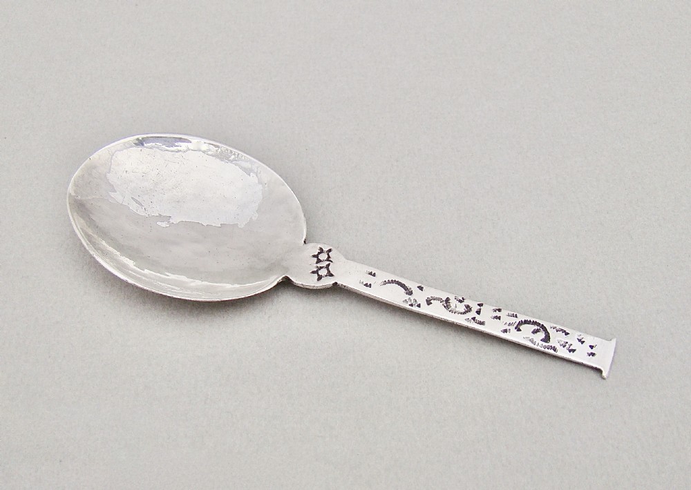 RARE ARTS & CRAFT SILVER CADDY SPOON BY NATHAN & HAYES, CHESTER 1906 View IV