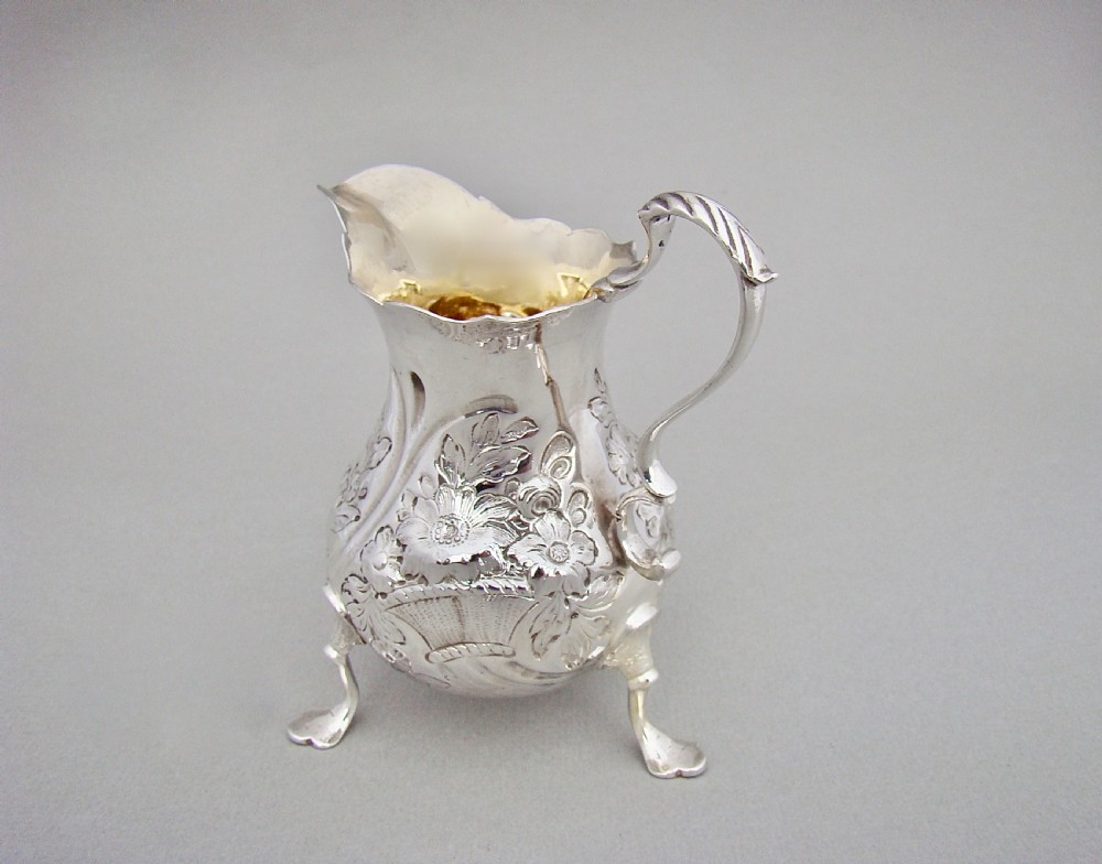GEORGIAN ROCOCO SILVER CREAM JUG , LONDON 1760 View VI
