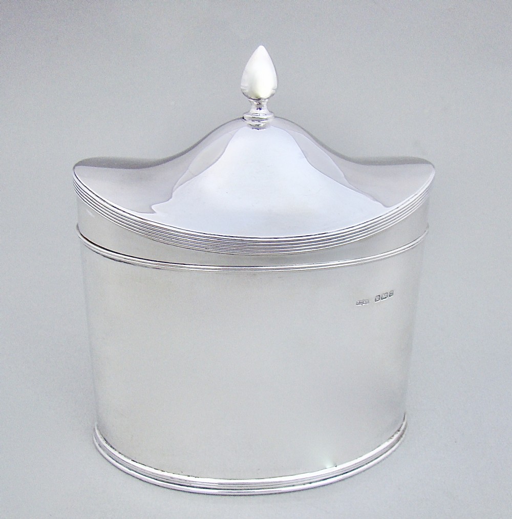 SUPERB GEORGE V SILVER TEA CADDY BY JAMES DIXON & SONS, SHEFFIELD 1912