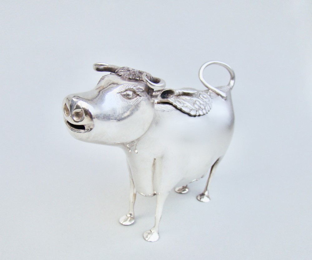 EXQUISITE 19TH C. DUTCH SILVER COW CREAMER, CIRCA 1890 View V