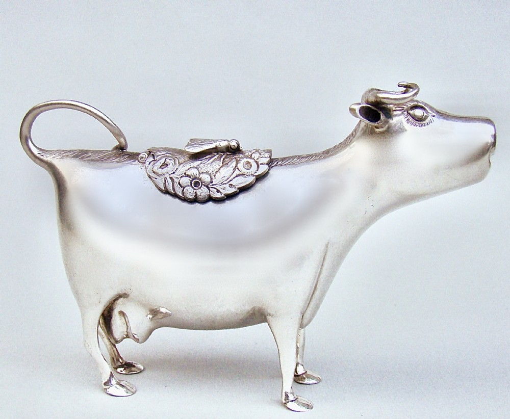EXQUISITE 19TH C. DUTCH SILVER COW CREAMER, CIRCA 1890