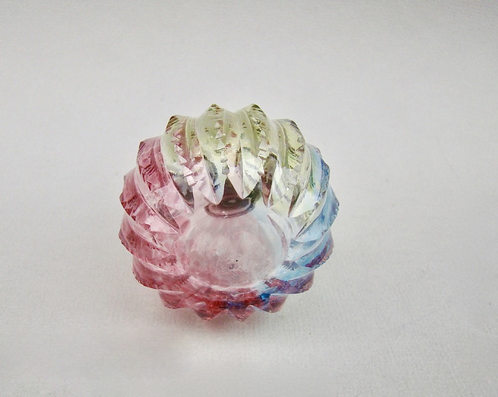UNUSUAL SILVER MOUNTED SLICED-CUT RAINBOW GLASS SCENT BOTTLE, BIRMINGHAM 1922 View VII