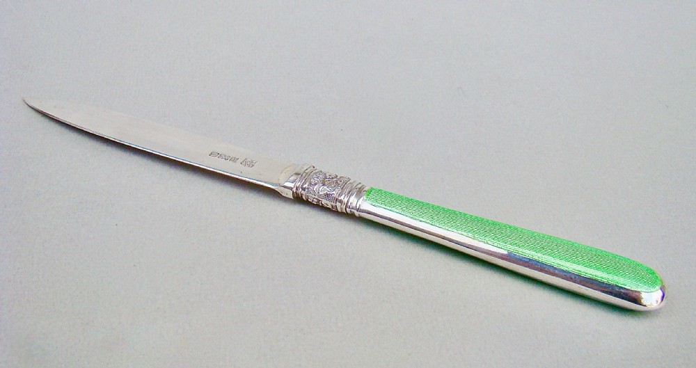 ART DECO SILVER AND GUILLOCHE ENAMEL LETTER OPENER BY FREDERICK ASMAN & CO, SHEFFIELD 1933 View II