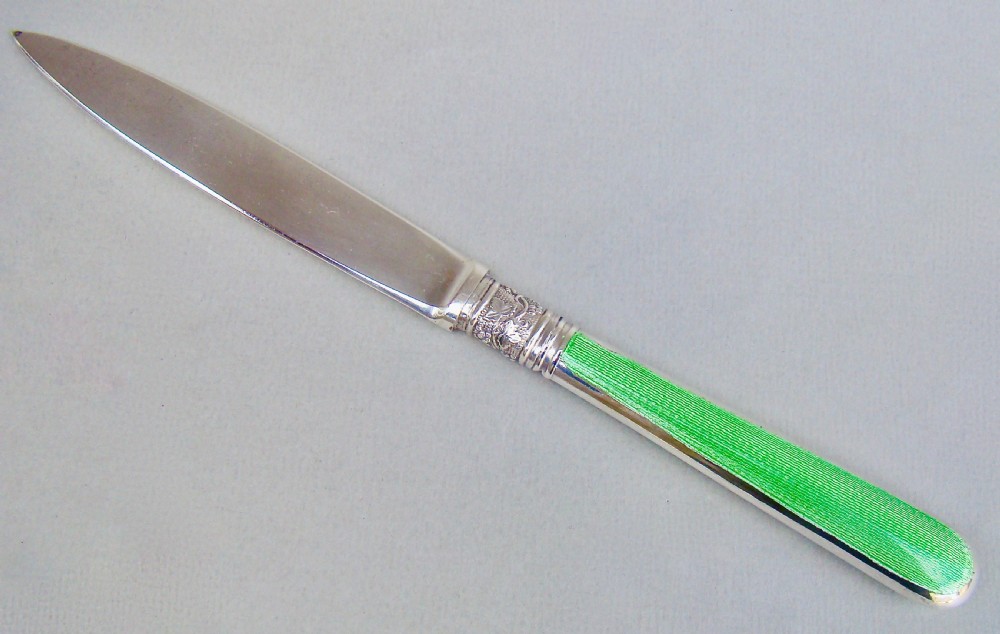 ART DECO SILVER AND GUILLOCHE ENAMEL LETTER OPENER BY FREDERICK ASMAN & CO, SHEFFIELD 1933 View III