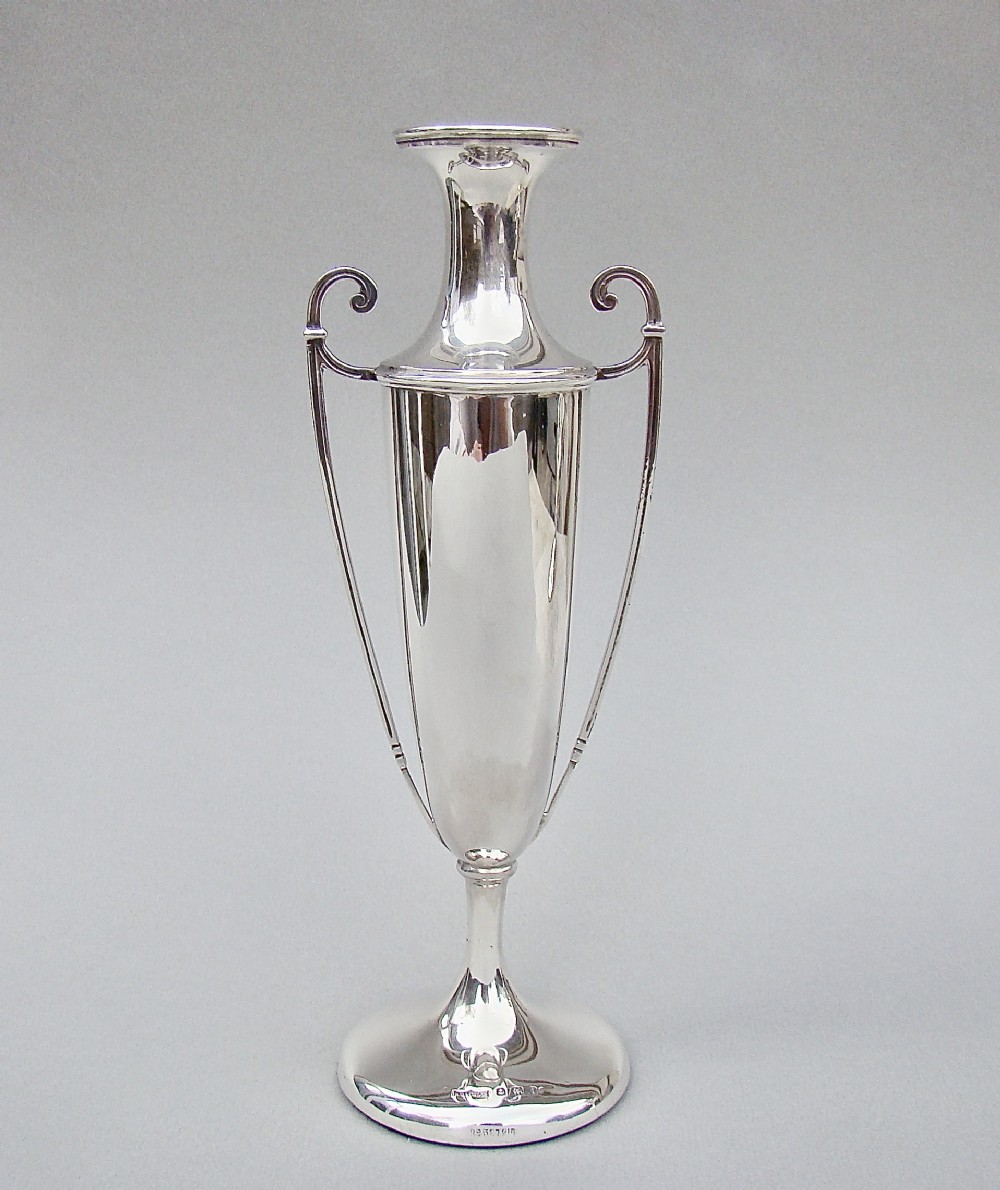 ELEGANT EDWARDIAN SILVER URN VASE BY STEWART DAWSON & CO LTD, BIRMINGHAM 1908