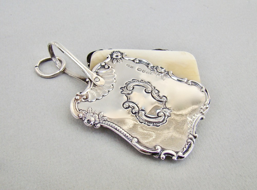 RARE VICTORIAN SILVER DANCE CARD HOLDER BY LEVI & SALAMAN, BIRMINGHAM 1893 View VI