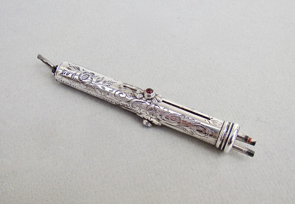 UNUSUAL VICTORIAN SILVER TRIPLE LEAD PROPELLING PENCIL BY WILLIAM VALE & SONS, BIRMINGHAM 1896 View VI