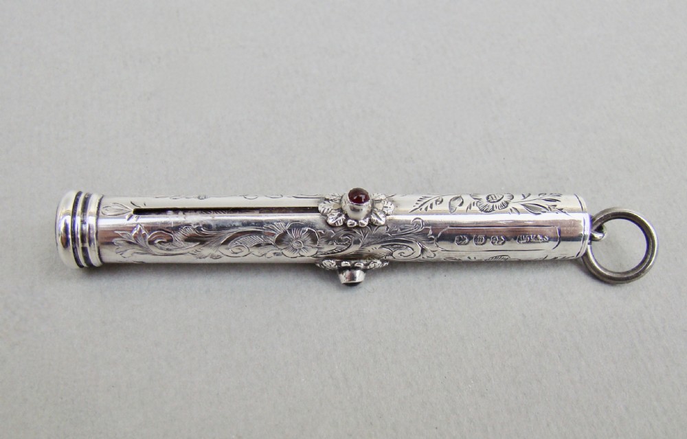 UNUSUAL VICTORIAN SILVER TRIPLE LEAD PROPELLING PENCIL BY WILLIAM VALE & SONS, BIRMINGHAM 1896 View IV