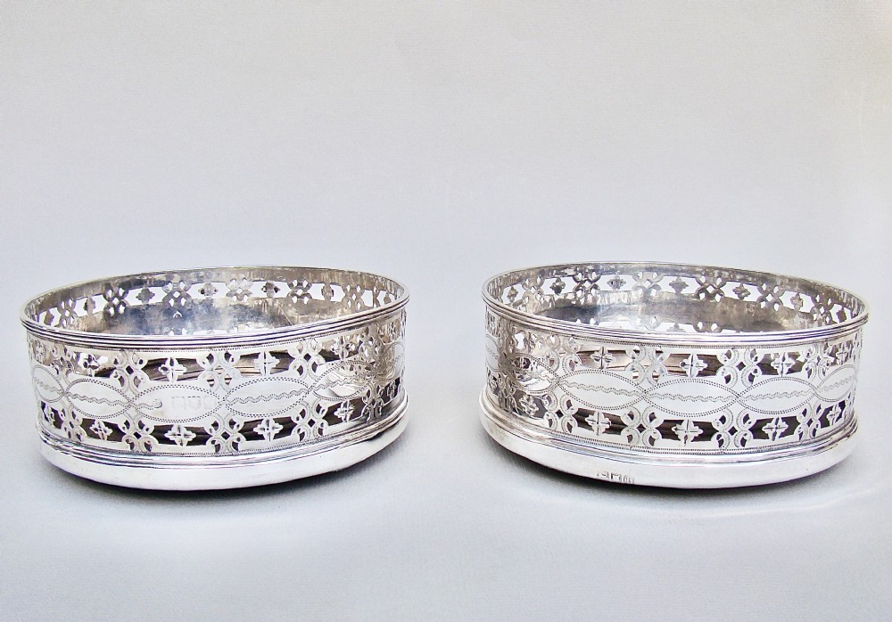 FABULOUS PAIR OF VICTORIAN STERLING SILVER WINE COASTERS BY THOMAS BRADBURY & SONS, LONDON 1898 View IV