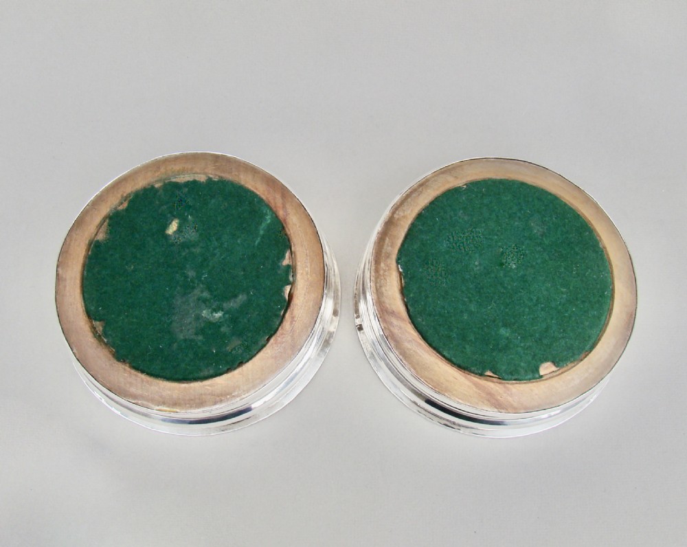 PAIR OF TURN OF THE CENTURY SILVER PLATED WINE COASTERS, CIRCA 1900 View V