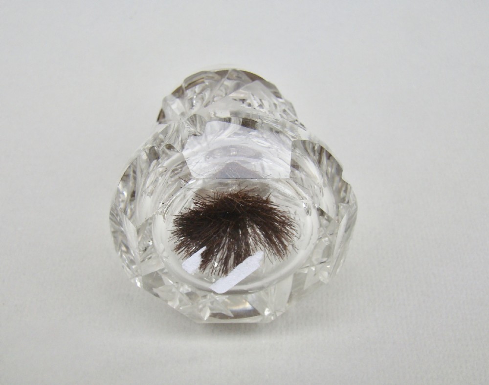 ELEGANT GEORGE V SILVER MOUNTED CUT GLASS GLUE POT BY  HENRY WILLIAMSON, BIRMINGHAM 1913 View II