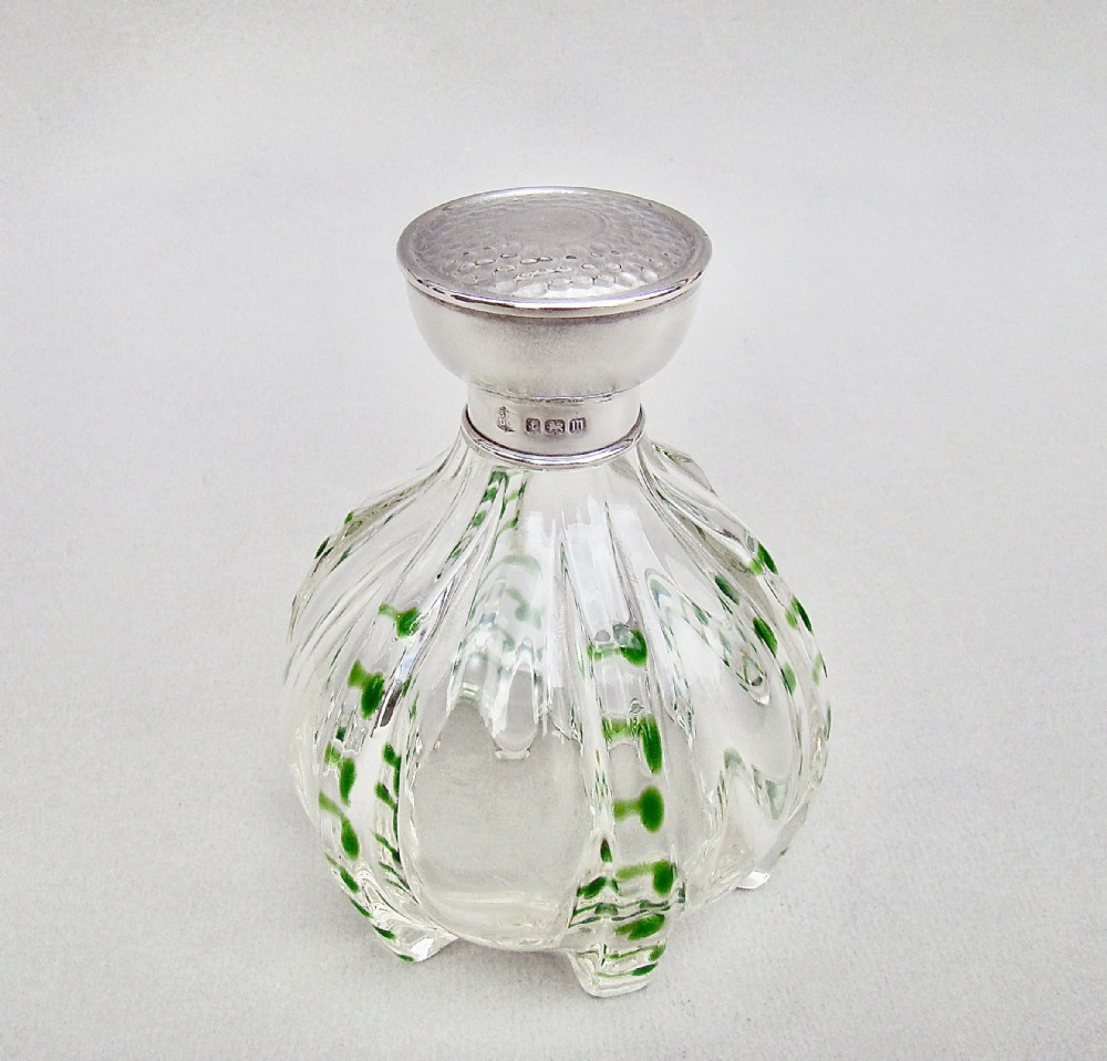 ARTS & CRAFT SILVER & GLASS SCENT BOTTLE BY THE BOOTS COMPANY BIRMINGHAM 1911