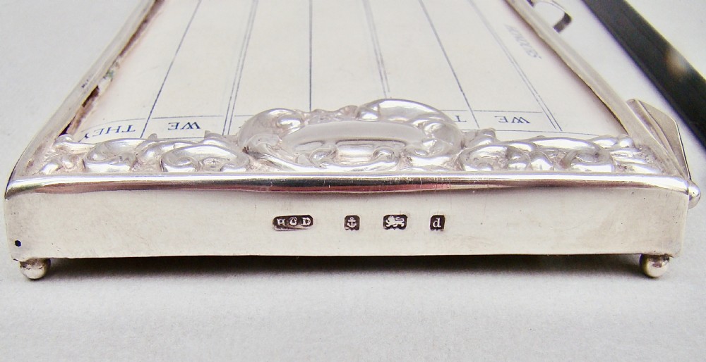 EDWARDIAN SILVER MOUNTED BRIDGE PLAYING CARDS LEATHER BOX BY LEVI & SALAMAN, BIRMINGHAM 1905 View XI