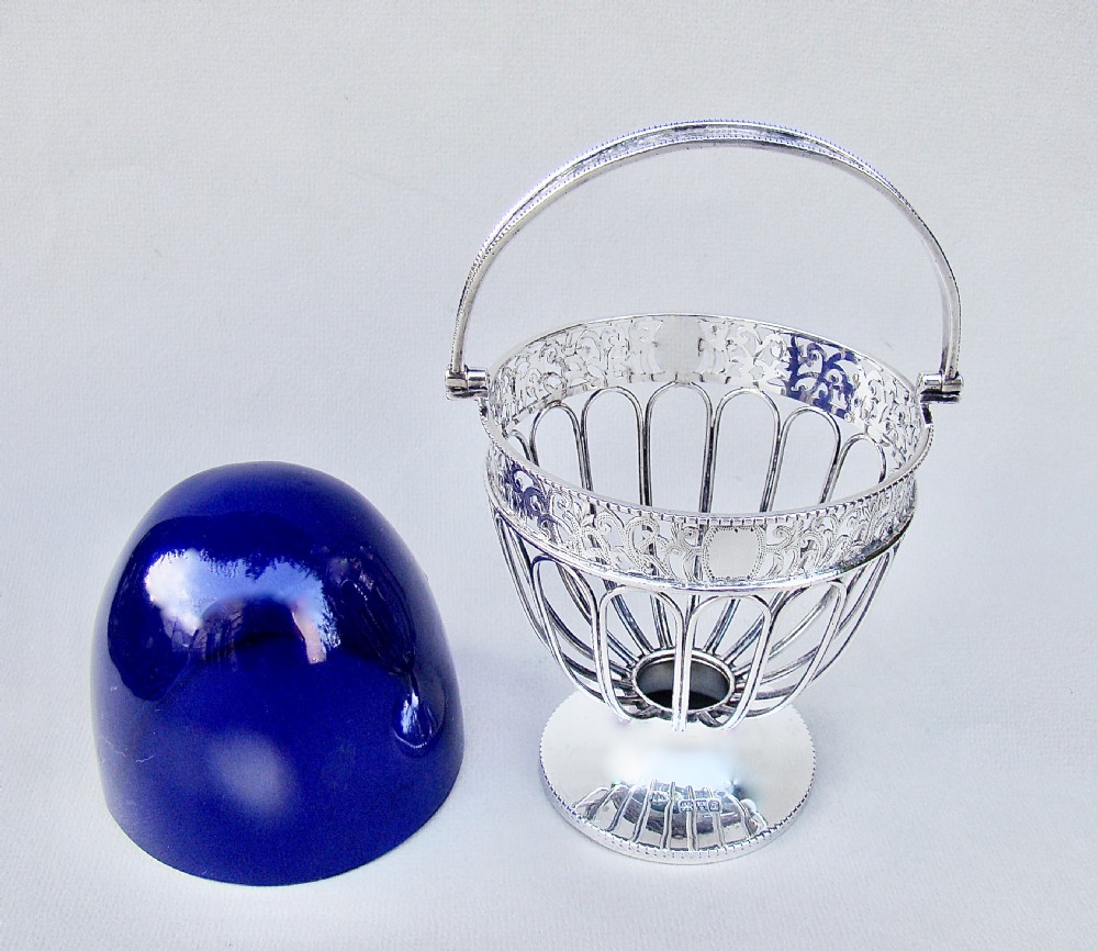 ELEGANT EDWARDIAN SILVER WIREWORK SUGAR BASKET BY ALFRED MARSTON, CHESTER 1906 View V