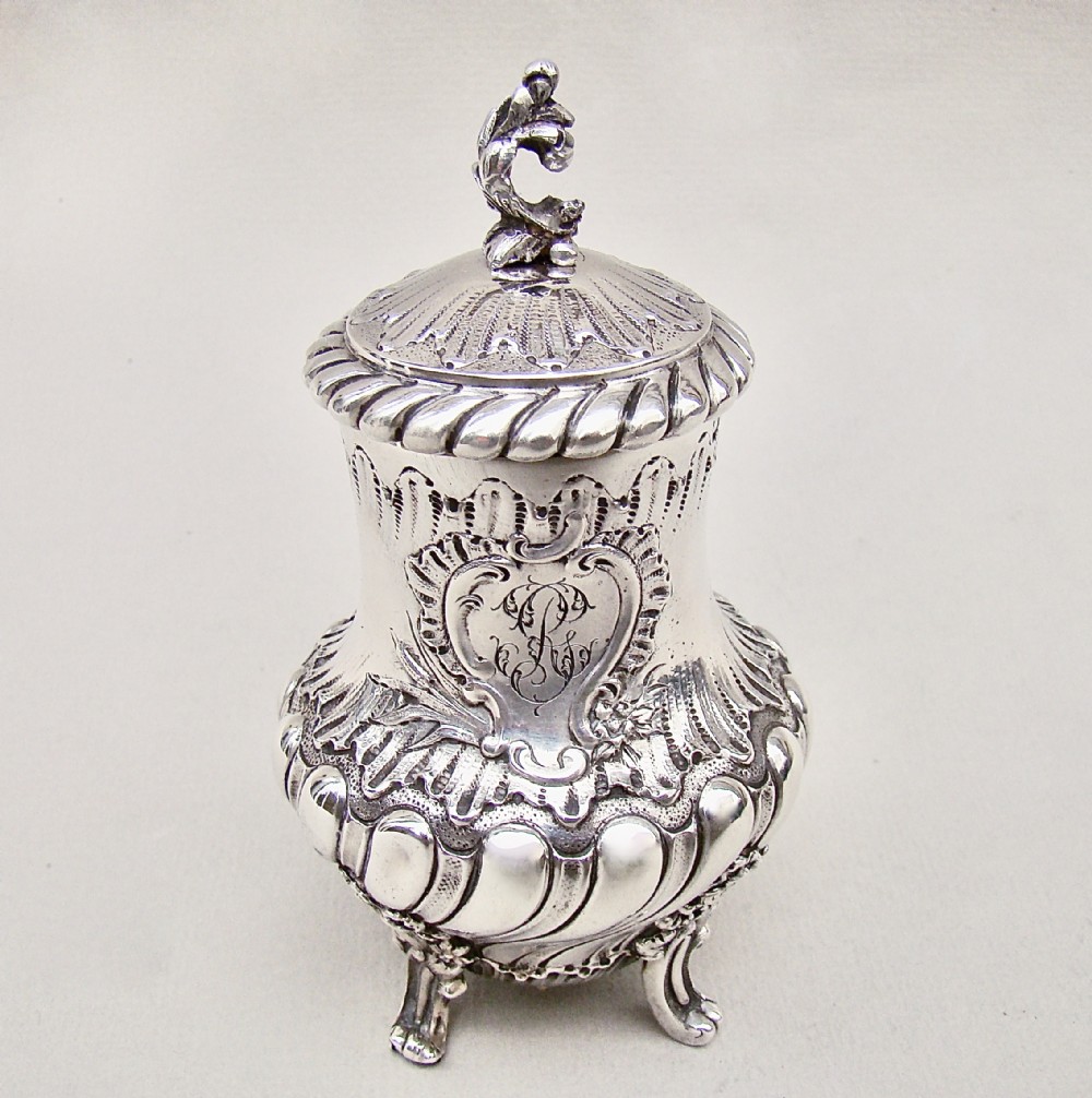 19th CENTURY FRENCH SILVER PEPPER GRINDER BY ALBERT BEAUFORT, PARIS CIRCA 1885