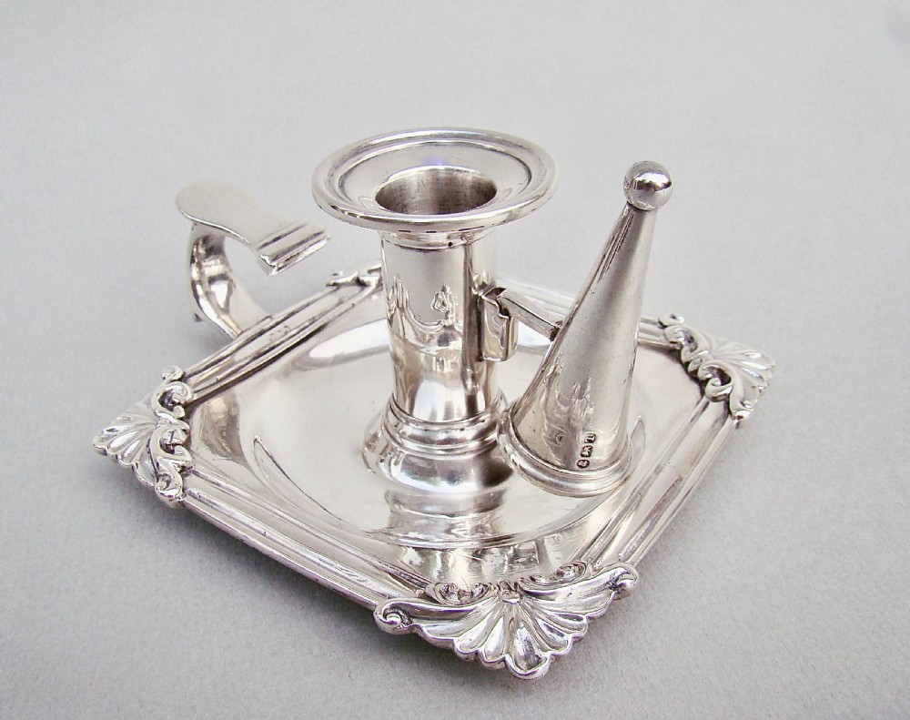 RARE GEORGIAN SILVER CHAMBER STICK BY JOHN CRAMER, LONDON 1814