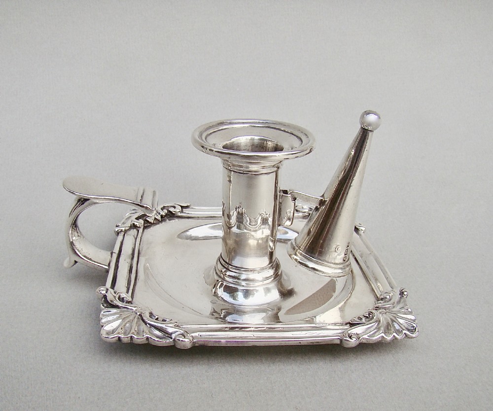 RARE GEORGIAN SILVER CHAMBER STICK BY JOHN CRAMER, LONDON 1814 View II