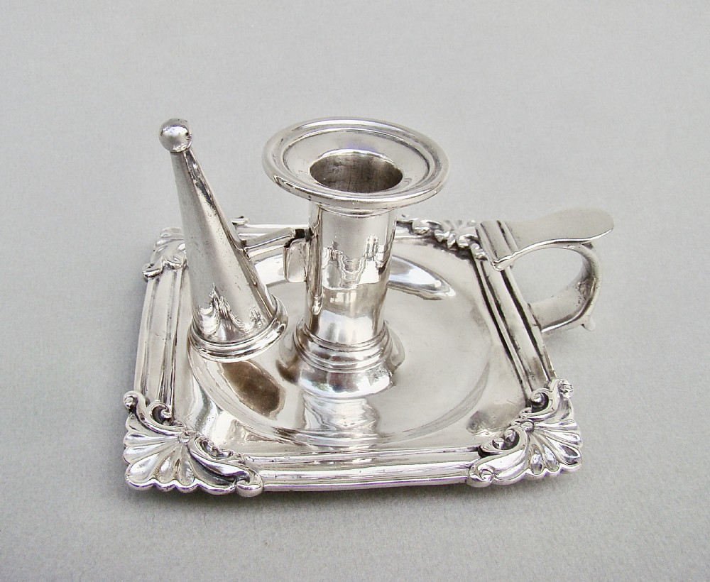 RARE GEORGIAN SILVER CHAMBER STICK BY JOHN CRAMER, LONDON 1814 View III