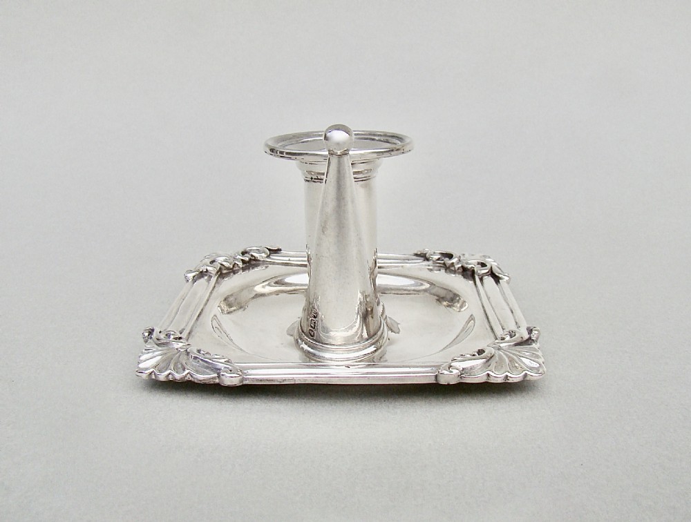 RARE GEORGIAN SILVER CHAMBER STICK BY JOHN CRAMER, LONDON 1814 View VIII