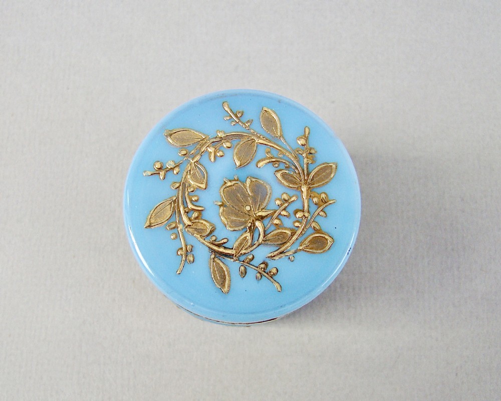 19TH C. MOSER TURQUOISE OPALINE AND GILT GLASS ROUGE POT, CIRCA 1890 View IV