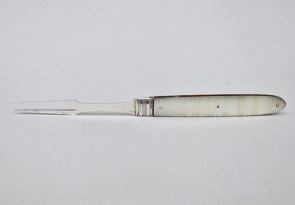 GEORGIAN SILVER AND MOTHER OF PEARL FRUIT FORK, CIRCA 1795 View V