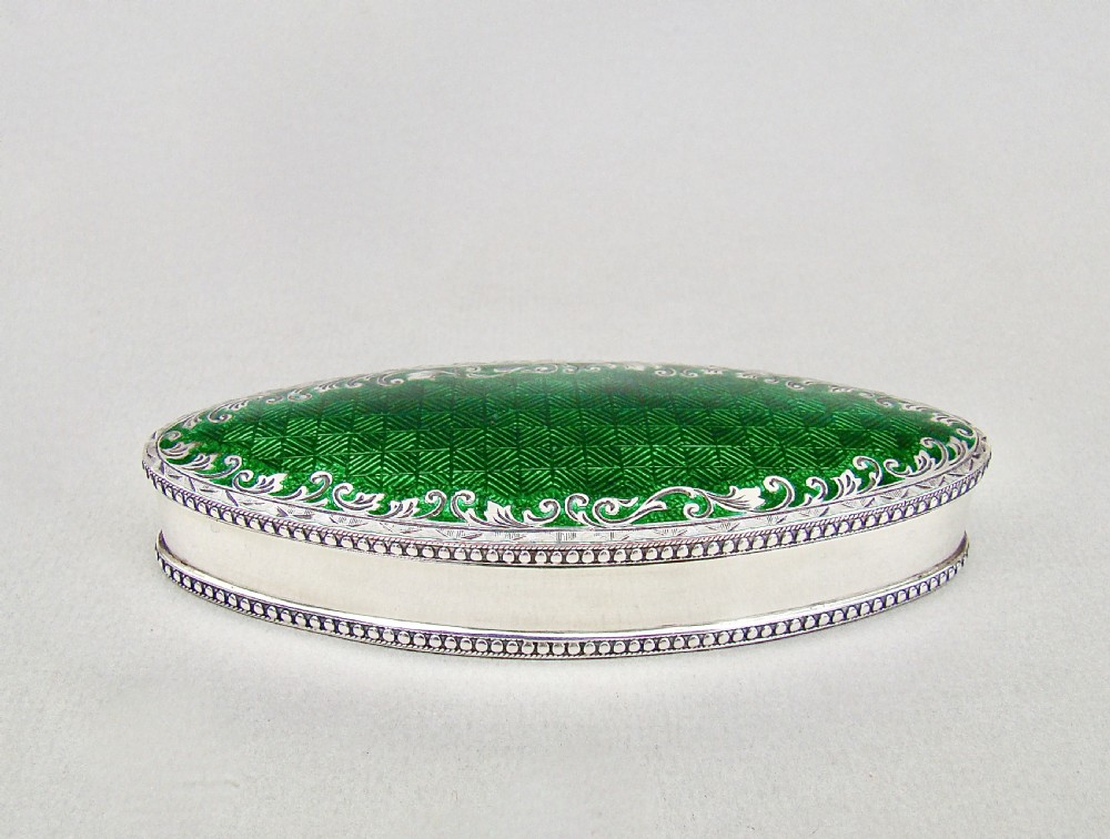 FABULOUS EDWARDIAN SILVER & GUILLOCHE ENAMEL JEWELLERY BOX BY J & R ATTENBOROUGH, CHESTER 1909 View II