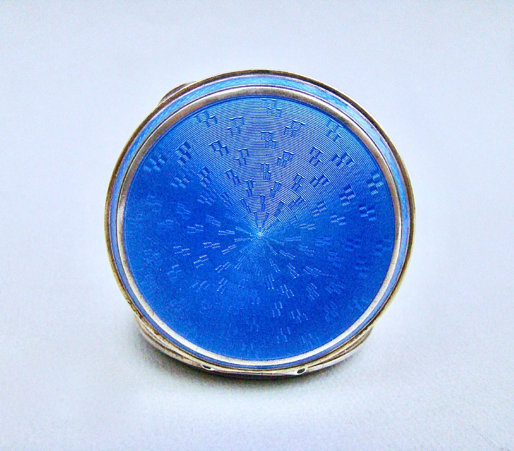 19TH CENTURY NORWEGIAN SILVER & GUILLOCHE ENAMEL COMPACT, BY JACKOB TOSTRUP, CIRCA 1880