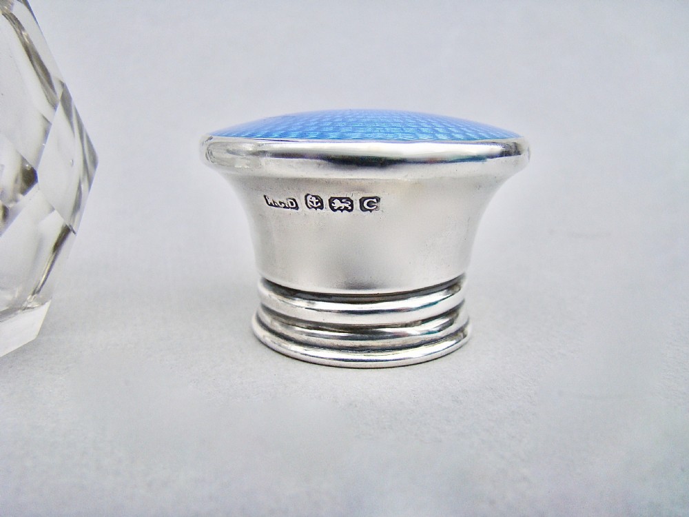 GORGEOUS ART DECO SILVER & GUILLOCHE ENAMEL SCENT BOTTLE BY HENRY CLIFFORD DAVIS, BIRMINGHAM 1927 View VII