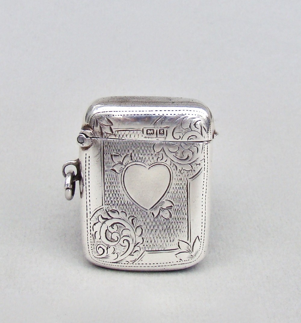 DELIGHTFUL EDWARDIAN SILVER VESTA CASE BY THOMAS HAYES,  BIRMINGHAM 1906