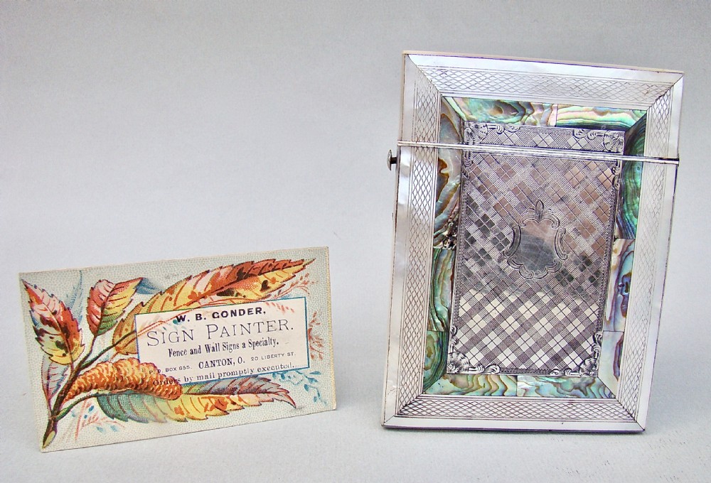 FABULOUS SILVER MOUNTED ABALONE & MOTHER OF PEARL CARD CASE, CIRCA 1870 View IV