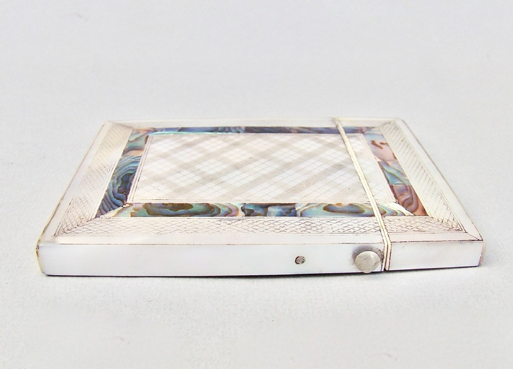 FABULOUS SILVER MOUNTED ABALONE & MOTHER OF PEARL CARD CASE, CIRCA 1870 View VI