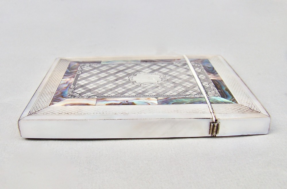 FABULOUS SILVER MOUNTED ABALONE & MOTHER OF PEARL CARD CASE, CIRCA 1870 View VII