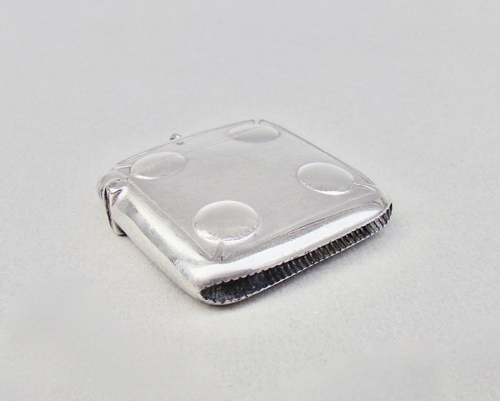ARTS & CRAFT SILVER VESTA CASE DESIGNED BY ARCHIBALD KNOX, MADE BY W.H. HASELER, BIRMINGHAM 1904
 View V