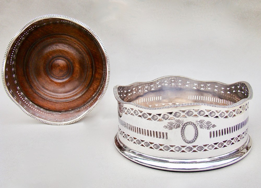 PAIR OF EARLY VICTORIAN SILVER PLATED WINE COASTERS, CIRCA 1840 View III