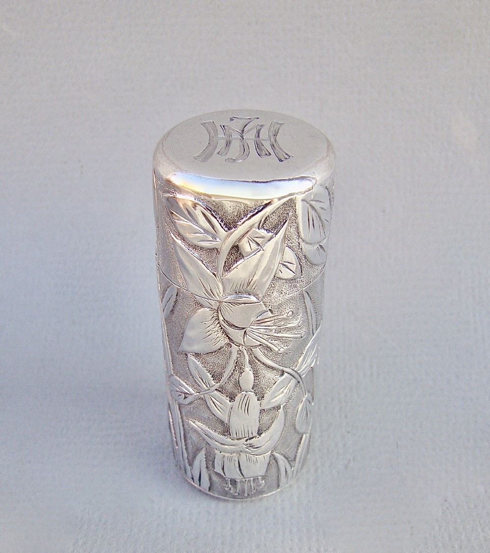 RARE VICTORIAN SILVER AESTHETIC MOVEMENT SCENT BOTTLE BY HORTON & ALLDAYS, CHESTER 1884